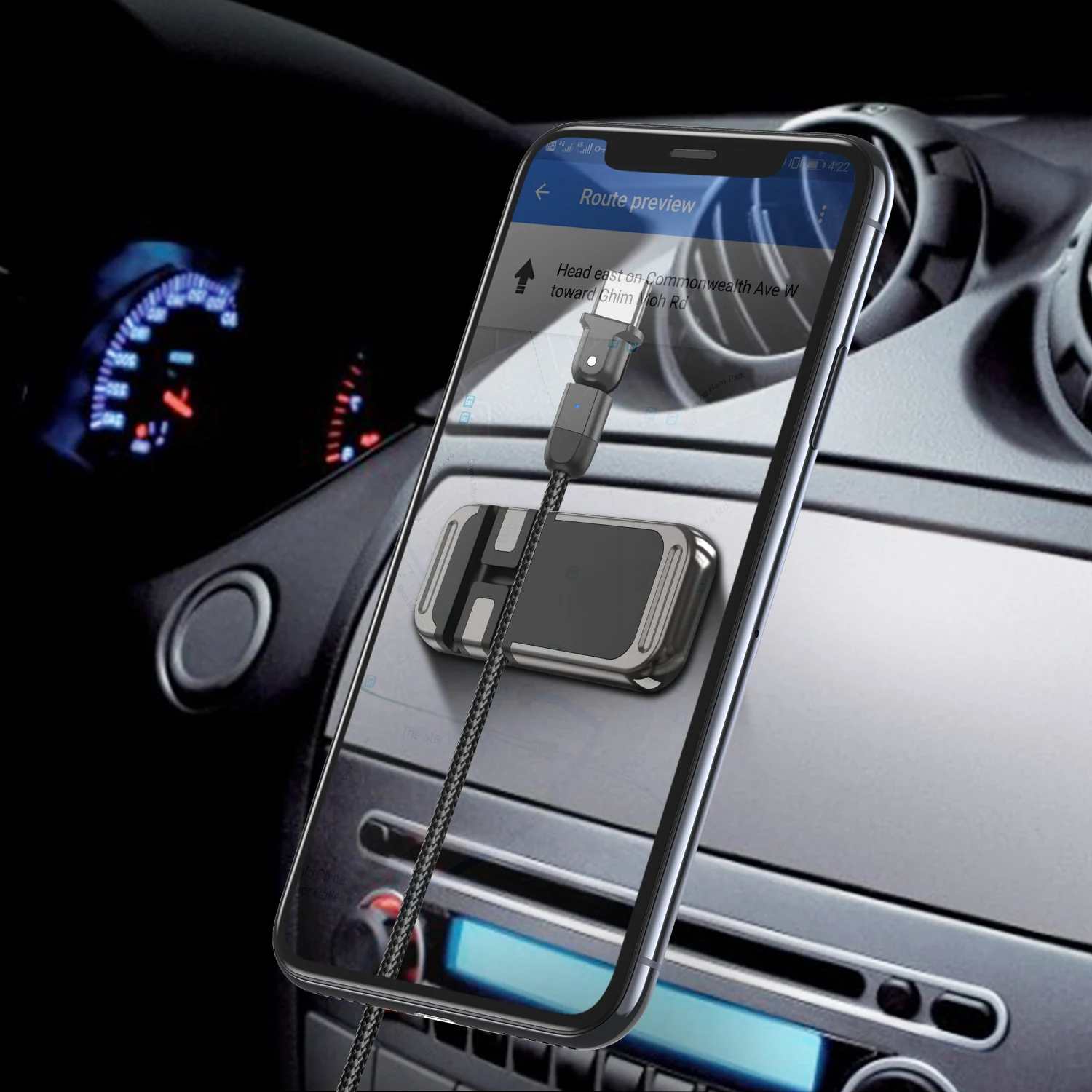 USLION Car Mount Magnet Phone Holder For iPhone 12 11 Pro Xiaomi Wire Clip Dashboard Magnetic Bracket Strip Shape GPS Car Stand