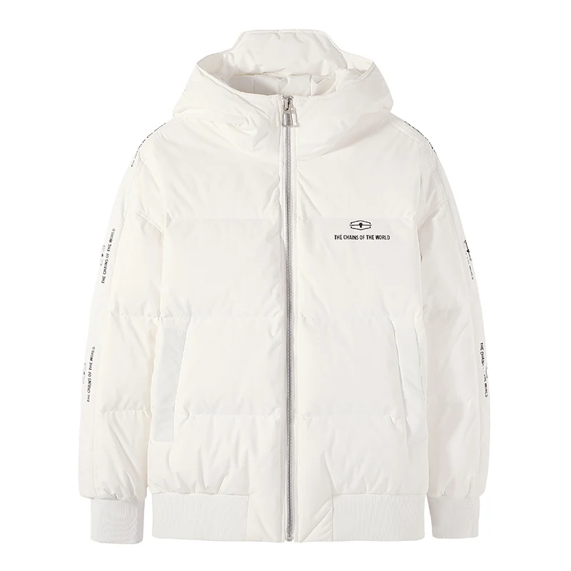 Pioneer Camp Fashion Men Winter Duck Down Jacket Solid Warm Simple Waterproof Zipper Pocket High Quality Jackets Men AYR903431 - Цвет: Белый