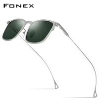 fonex pure titanium sunglasses men vintage square polarized sun glasses for women 2020 new retro mirrored uv400 shades 8523