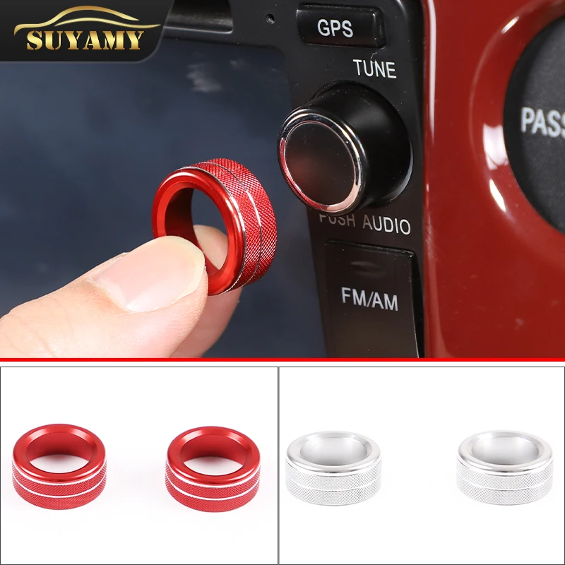 

2pcs Aluminum Alloy Volume Control Knob Decoration Ring Cover For Toyota FJ Cruiser 2007-2021 Car Accessories Interior Styling