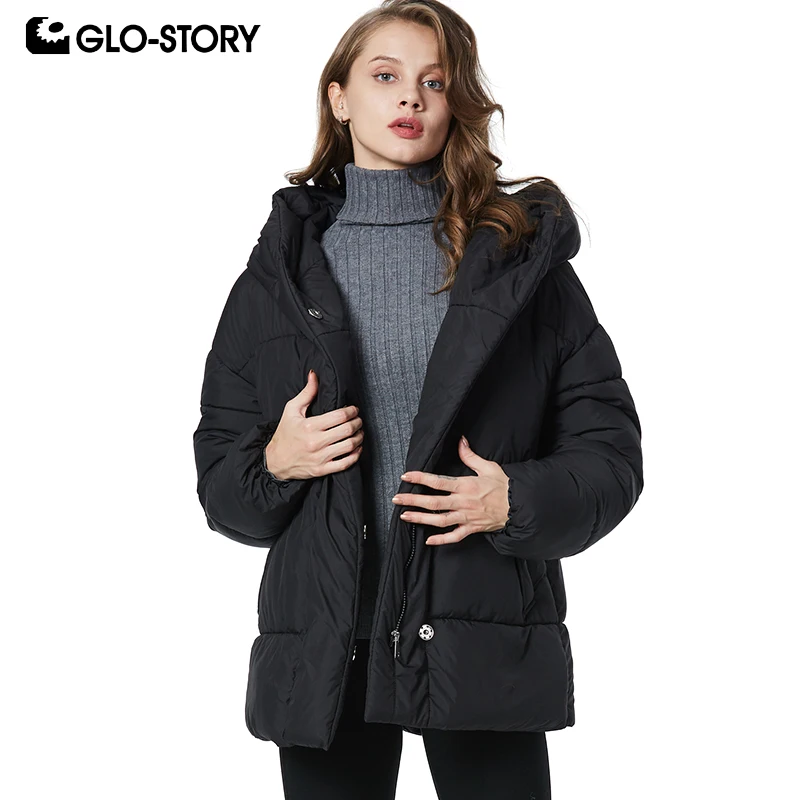GLO STORY 2019 Новая легкая зимняя куртка пуховик с капюшоном женские свободные