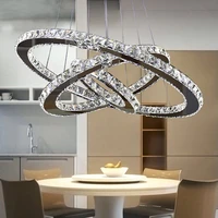 crystal chandelier led light toroidal pendant modern dining lamp living room bedroom interior lighting stainless steel halo