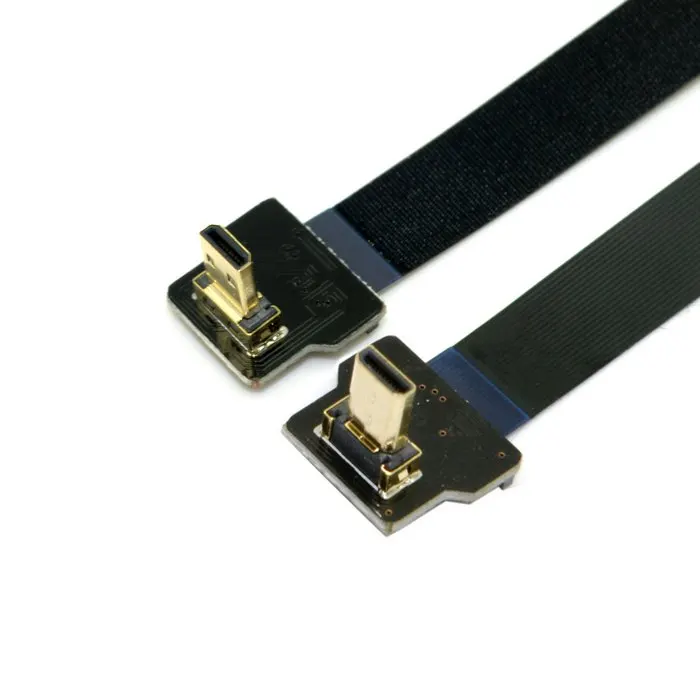 Прямоугольный FPV Micro HDMI совместимый штекер к HDTV FPC плоский кабель 90 градусов вверх