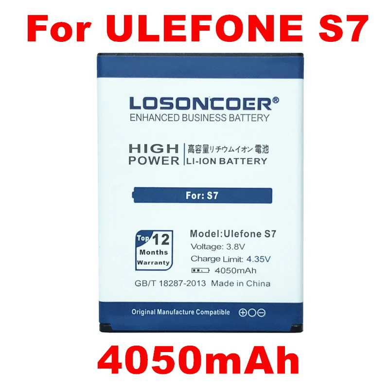 LOSONCOER 4050 мАч S7 для Ulefone S7 MTK6580 5,0 дюймовый аккумулятор для мобильного телефона батарея батареи+ номер отслеживания