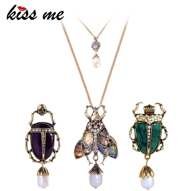 Kissme ожерелья для женщин Новая мода натуральный камень пресноводный жемчуг