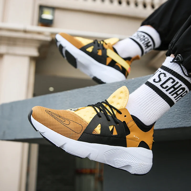 

New Brand Autumn Orange Mesh Casual Shoes For Men Breathable Mens Trainers Sneakers Lightweight Couple Shoes Zapatillas Hombre