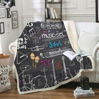 music sherpa blanket for beds guitar soft throw blanket black rock soft bedspreads colorful thin%c2%a0quilt music kids dropship