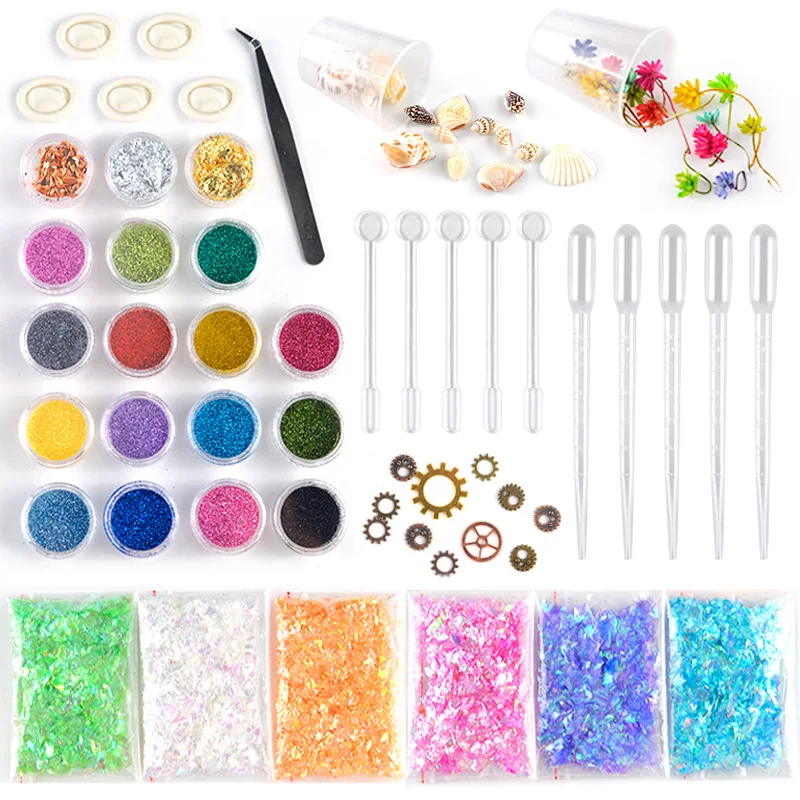 

Diy Mirror Crystal Epoxy Mold Jewelry Accessories Shell Paper Set Dried Flower Material Kit Home Decoration PI