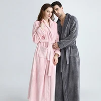 extra long plus size winter warm coral fleece bathrobe women men flannel dobby kimono bath robe bridesmaid dressing gown wedding
