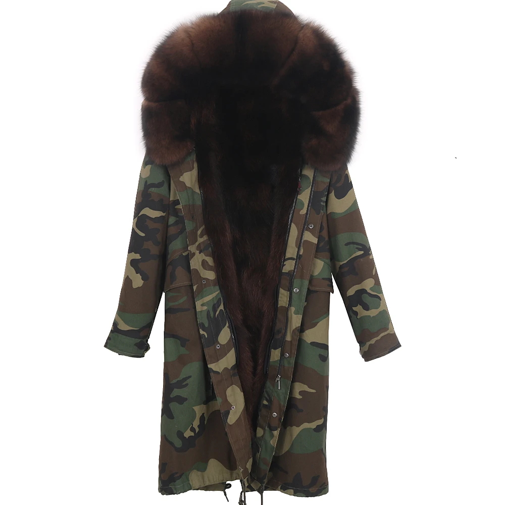 Men's Winter Stylish Jacket Long Russian Man Coat Real Fox Fur Liner Natural Raccoon Fur Collar Hooded Thick Warm Streetwear