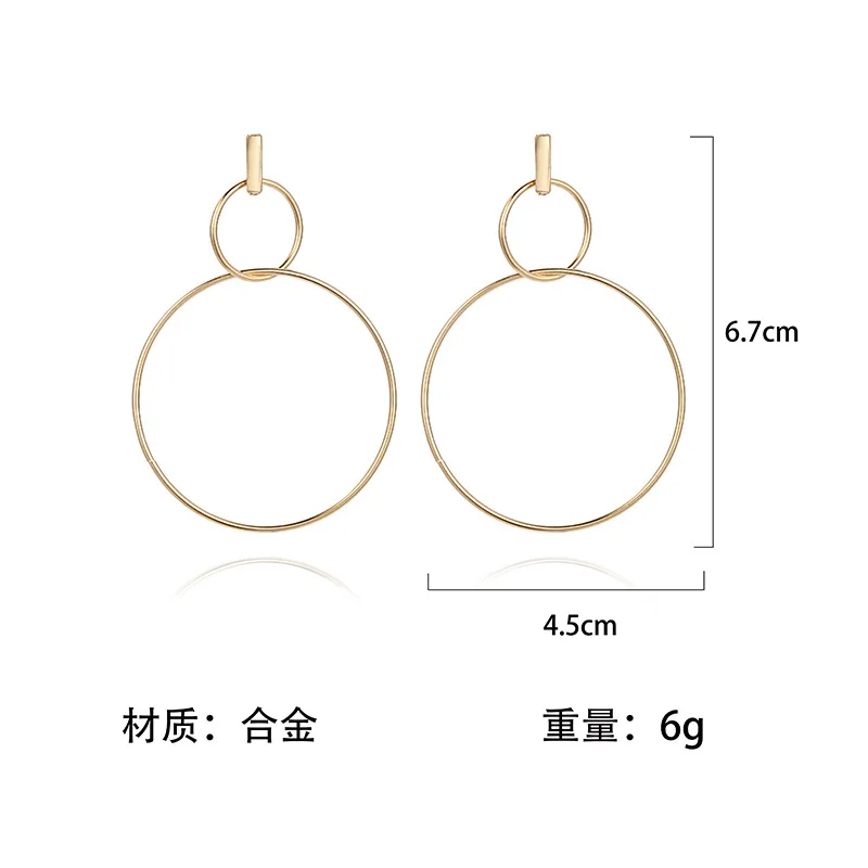 Japan and South Korea trend fashion hot fresh fresh geometric size circle exaggerated long ladies earrings factory wholesale