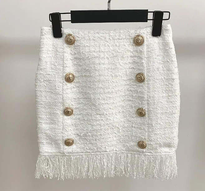 skirt Последняя новинка сезона осень и зима бахромой шерстяной Маст-хэв твидовый жакет; короткая куртка - Цвет: skirt