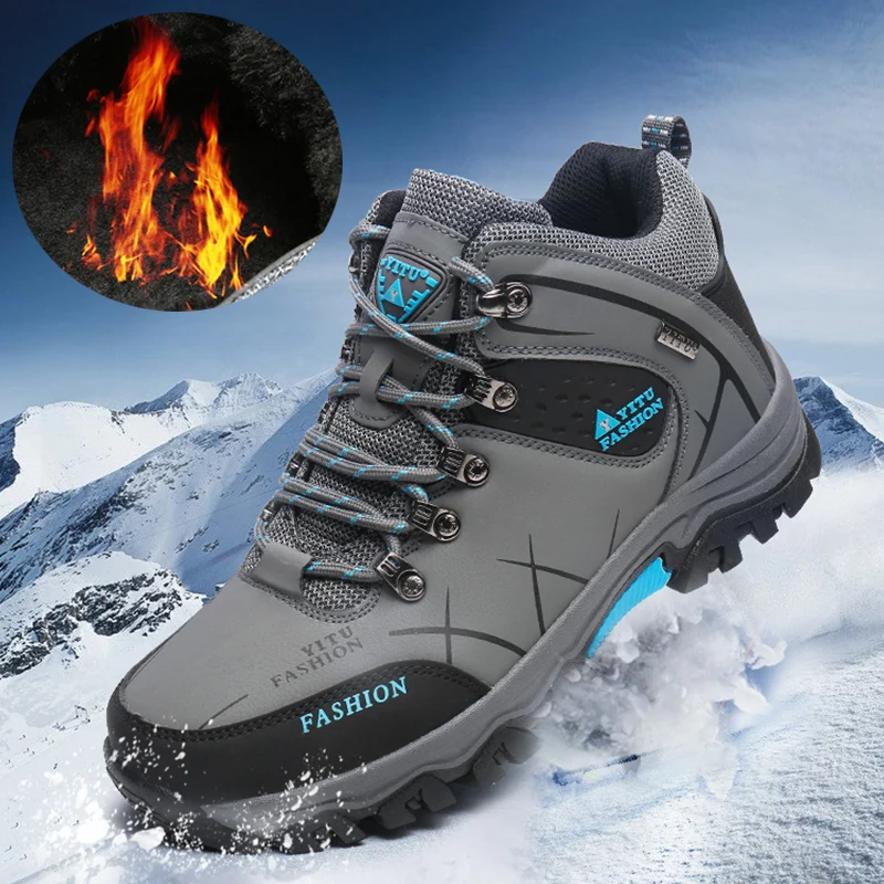 

Мужские зимние ботинки, спортивная обувь для улицы, водонепроницаемая походная обувь, модные трендовые ботинки из хлопка, защитные рабочие ...