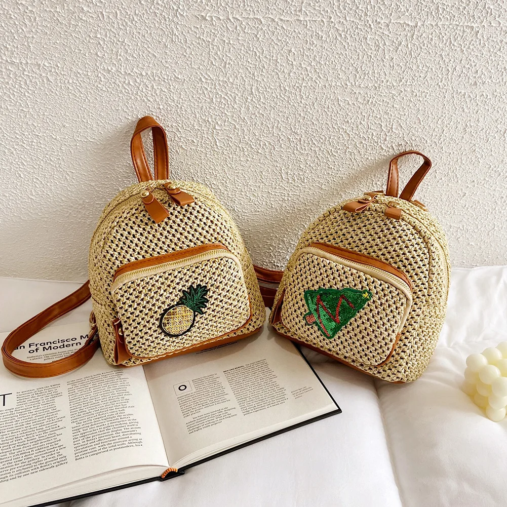 

Fashion Women Crossbody Bags with Straw Woven Backpack Designs Large Shopping Travel Bags Top-Handle Handbags