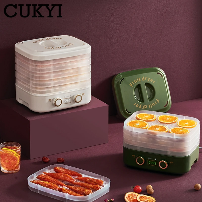 

CUKYI Household Dried Fruit Maker Automatic Food Dryer Fruit Vegetables Spices Dehydrator Adjustable Height 5 Layer 220V