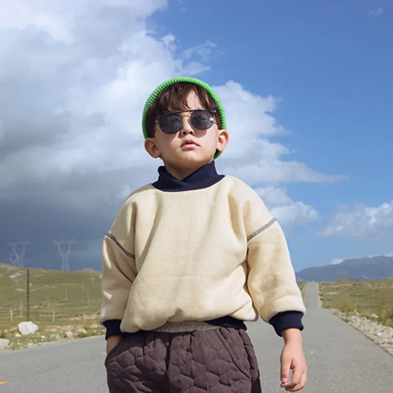 Зимние Модные мягкие флисовые плотные пуловеры с высоким воротником для