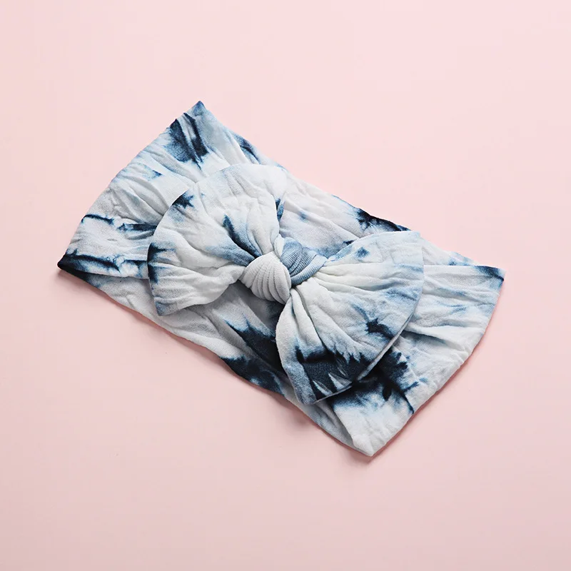 Модная детская лента для волос краска яркие нейлоновые повязки с узлом и бантом