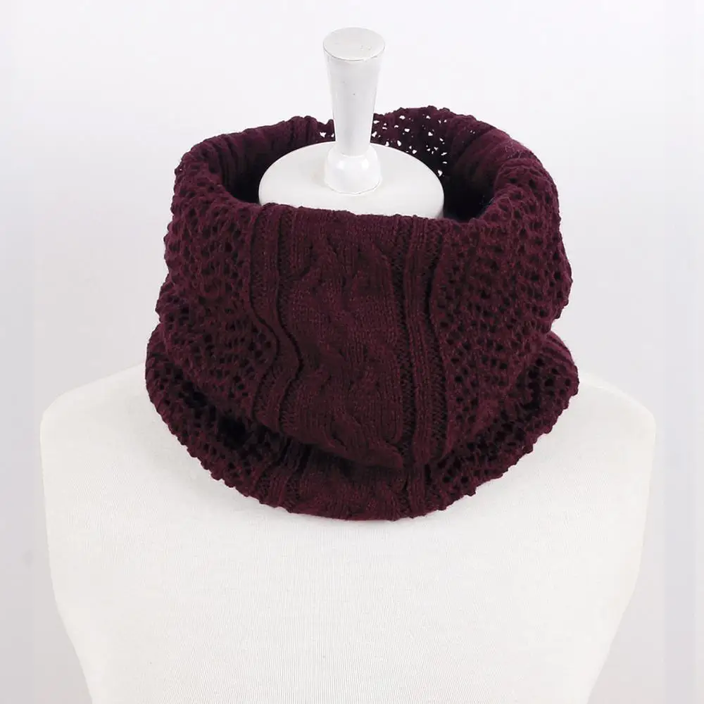 

2020 Hot Unisex Ring Neck Scarf Women Winter Casual Solid Color Thicken Knitted Scarves Warm Bib Snood Kids Beanie Easy Scarfs