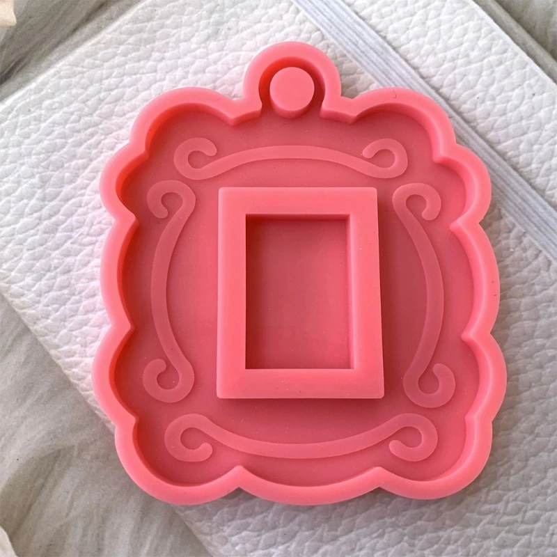 

Keychain Resin Mold Shiny Christmas Decoration Frame Shape Keyring Silicone Moul XXFB