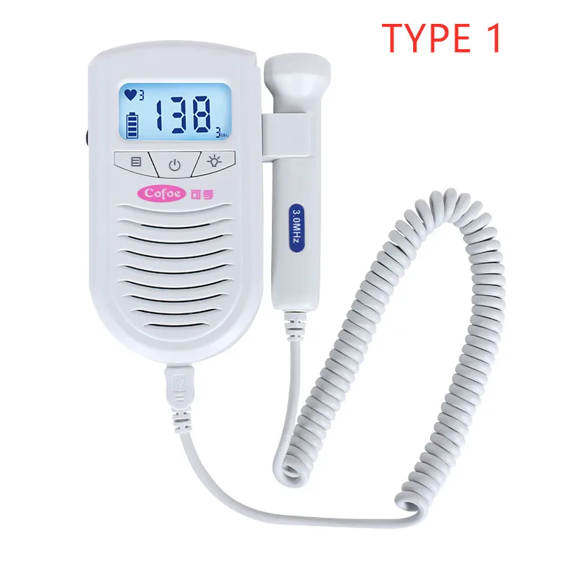 Type 1 ( White ) Cofoe фетальный Doppler детектор сердцебиения уход за ребенком бытовой портативный для беременных плода измеритель пульса без излучения стетоскоп - Цвет: Type 1 ( White )