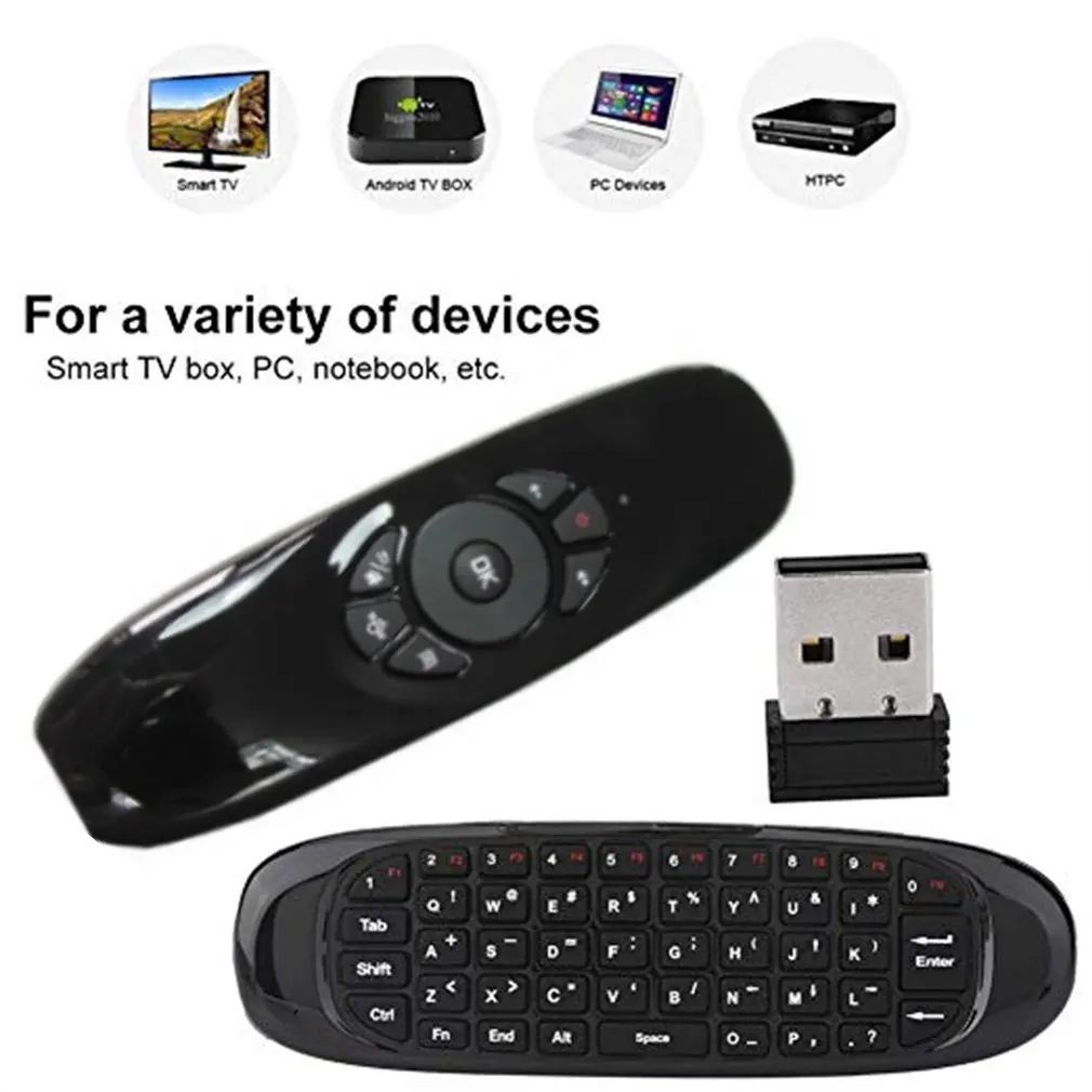 

C120 Multi-Language Version Wireless Air Mouse Mini Keyboard Mouse Somatosensory Gyroscope Double-Sided Remote Control