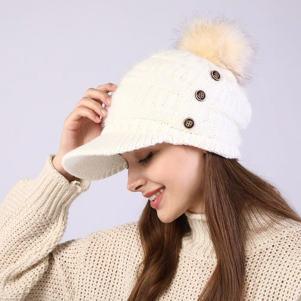 Осенне-зимняя женская теплая шапка облегающие шапки с козырьком женские шапочки