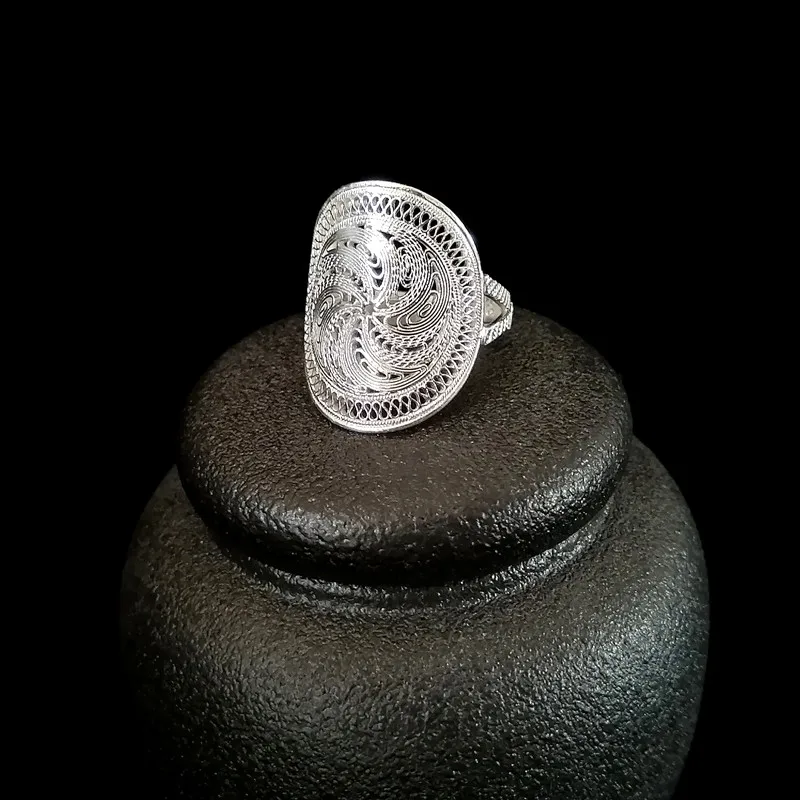 Bastiee S999 Sterling Silver Ring for Women Custom Personalized Jewelry Hmong Handmade Name Letter Adjustable Gifts