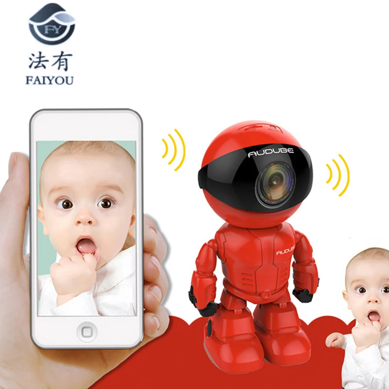 Беспроводная красная Роботизированная Wi-Fi камера IP P2P CCTV видеонаблюдения HD H.264 130MP