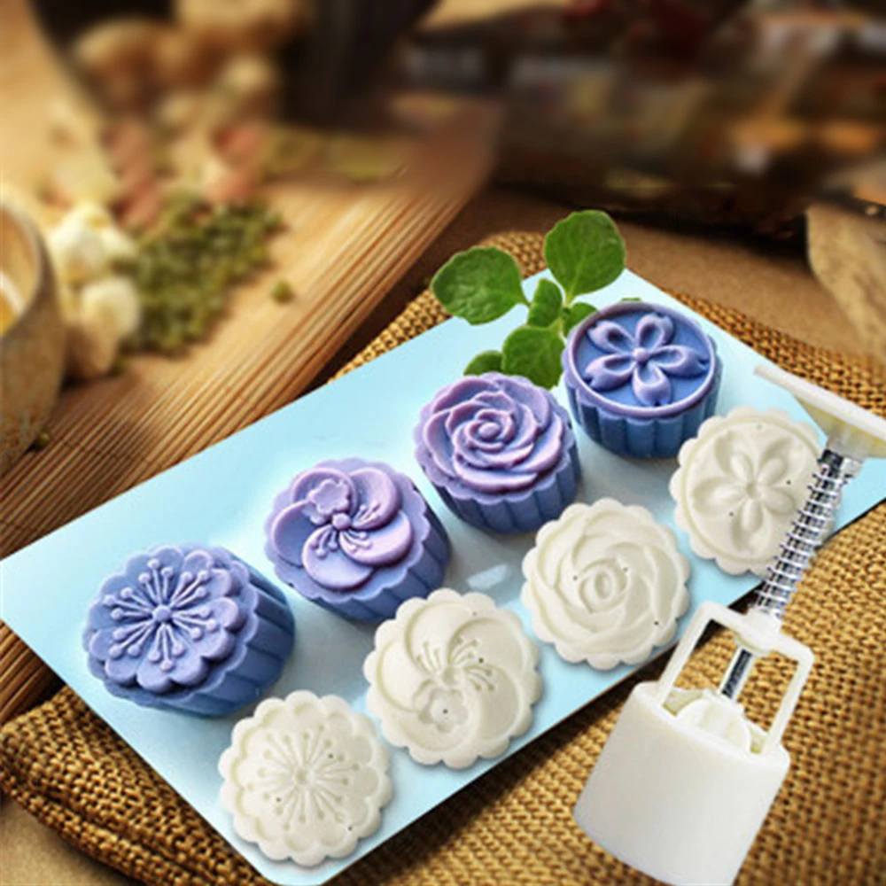 Flower Round Pastry Moon Cake Mold Mould Cookies Mooncake Decor Square Baking DIY Biscuit Gadg | Дом и сад