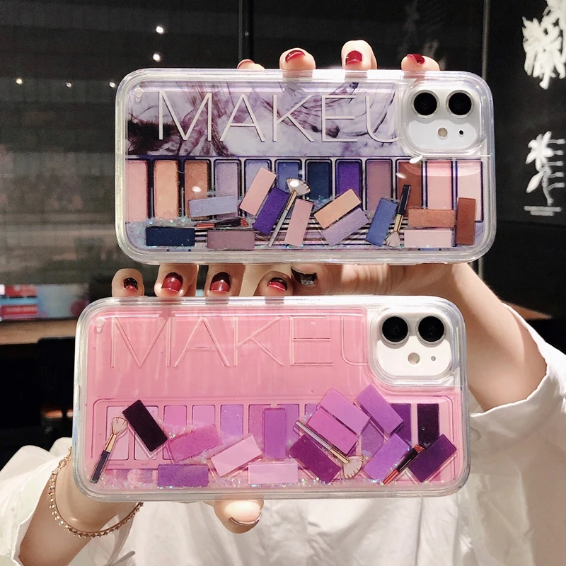 Eye shadow board Palette Phone Case For iPhone XS Max XR 11 11Pro 6 6s 7 8 plus Glitter Quicksand Cover |