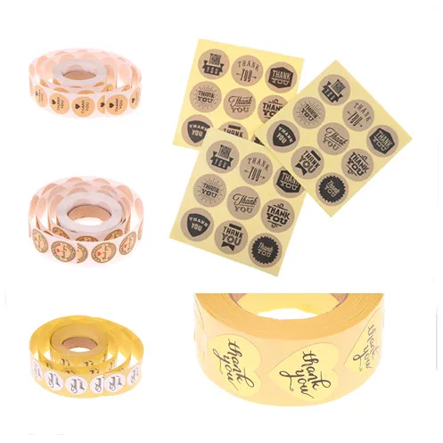 

DIY 500pcs THANK YOU Stickers Cake Biscuit Baking Heart Sealing Labels Gift Box Adhesive Sticker Scrapbooking Kawaii Stationery