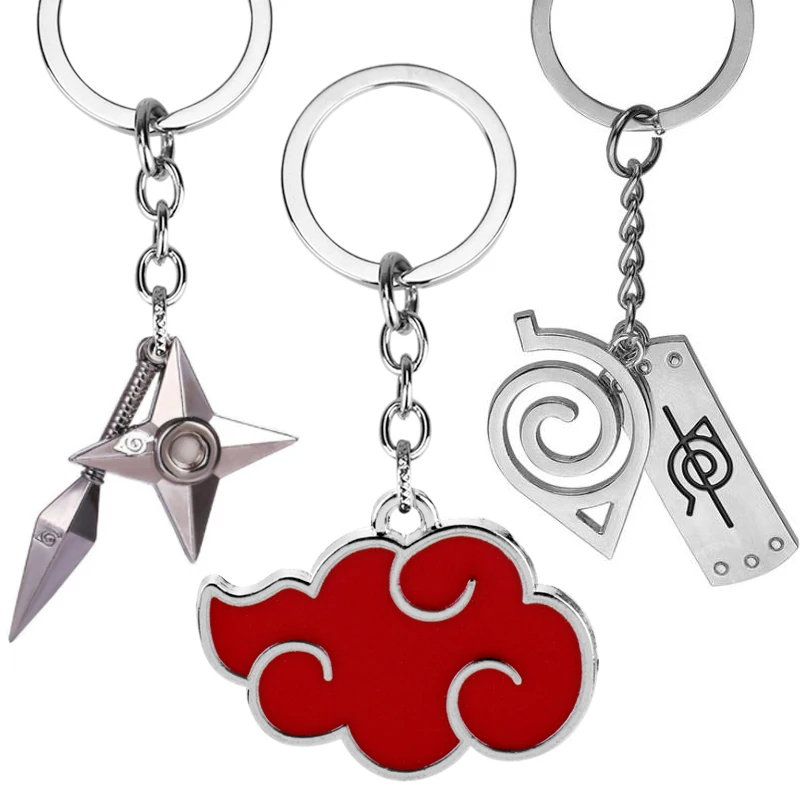 

Keychain Konoha Symbol Akatsuki Red Cloud Keyrings Anime Trinket Keyholder