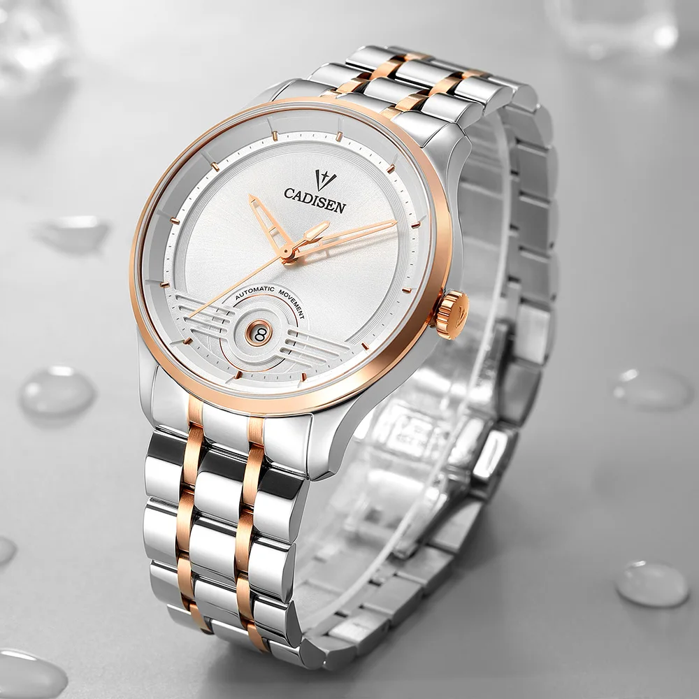 

CADISEN Brand Men's Automatic Mechanical Watch Fashion Luxury Business Waterproof Stainless Steel Male Clock Watches