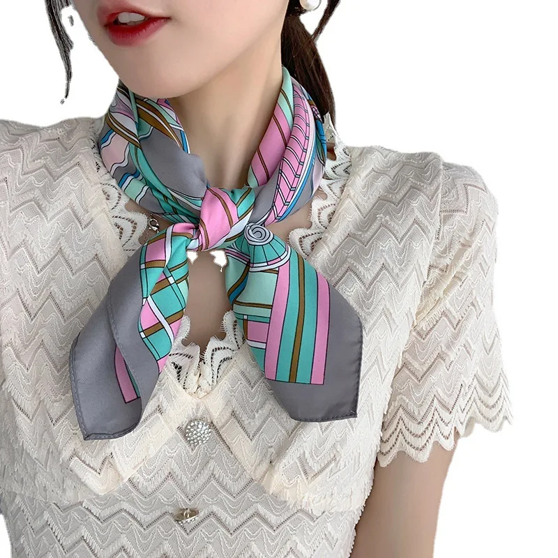

2021 Design Brand Women Scarf Fashion Print Twill Silk Spring Winter Square Scarves Hijabs Ladies Pashmina Foulard Bandana