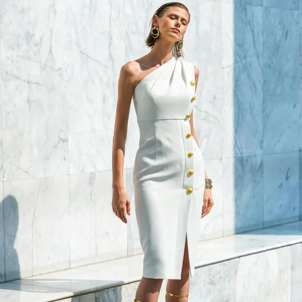 Женские вечерние платья на одно плечо без рукавов для ночного клуба лето-осень