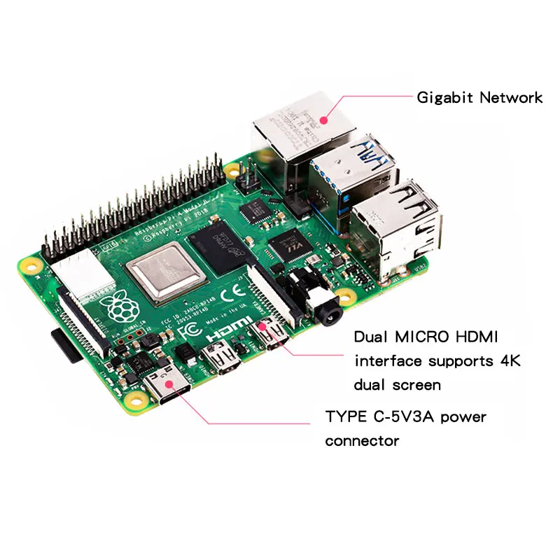 Raspberry Pi 4 Модель B LPDDR4 2G/4G Quad-core Cortex-A72 (ARM v8) 64-бит 1 5 Ghz Dual core 4K Выход Мощность чем 3B + |