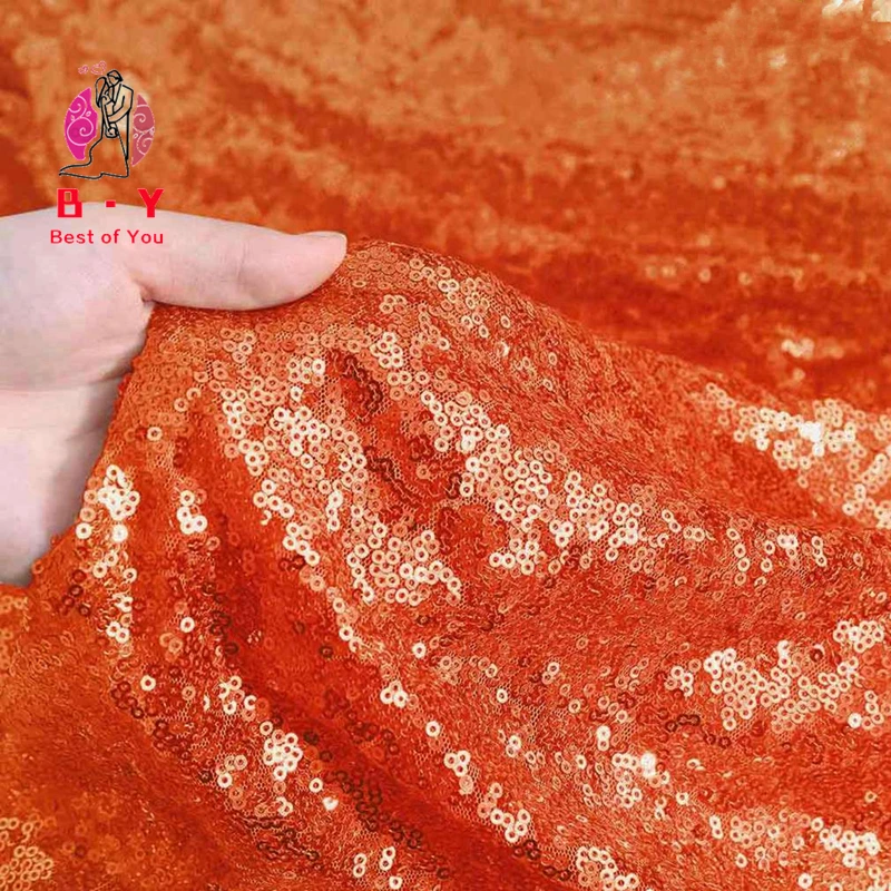 2 ярда ткань с вышивкой и блестками оранжевый блестящий материал для