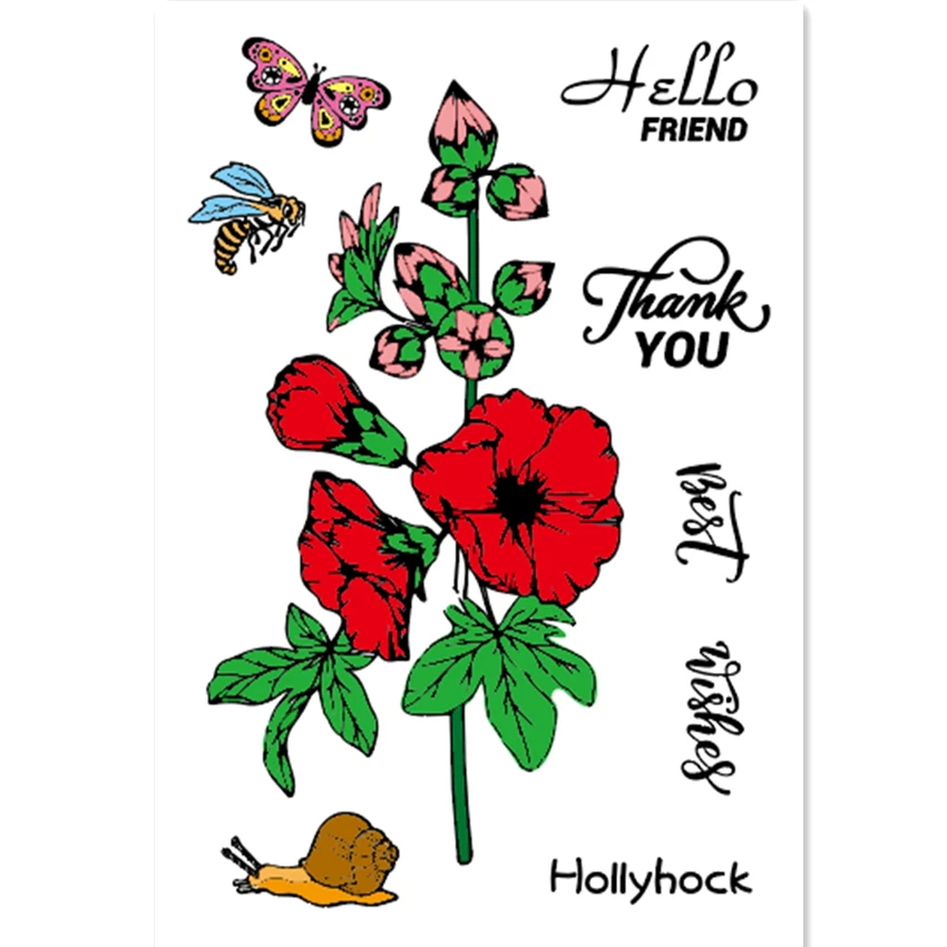 PANFELOU hollyhock flower Transparent Clear Silicone Stamp/Seal DIY scrapbooking/photo album 11*16cm clear stamp sheets | Дом и сад