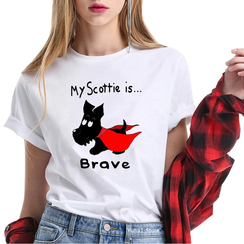 T-shirts for women harajuku kawaii Scottish Terrier animal print tee shirt femme summer cute tops dog lover t | Женская одежда