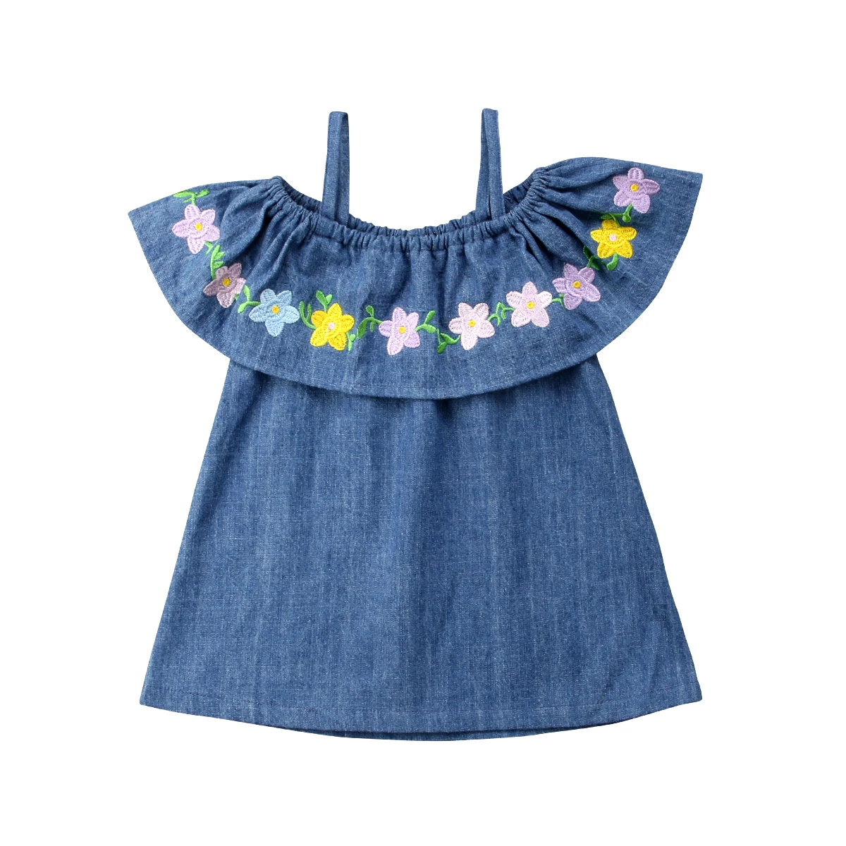 Новинка 2018 года милое повседневное летнее джинсовое платье с цветочным принтом