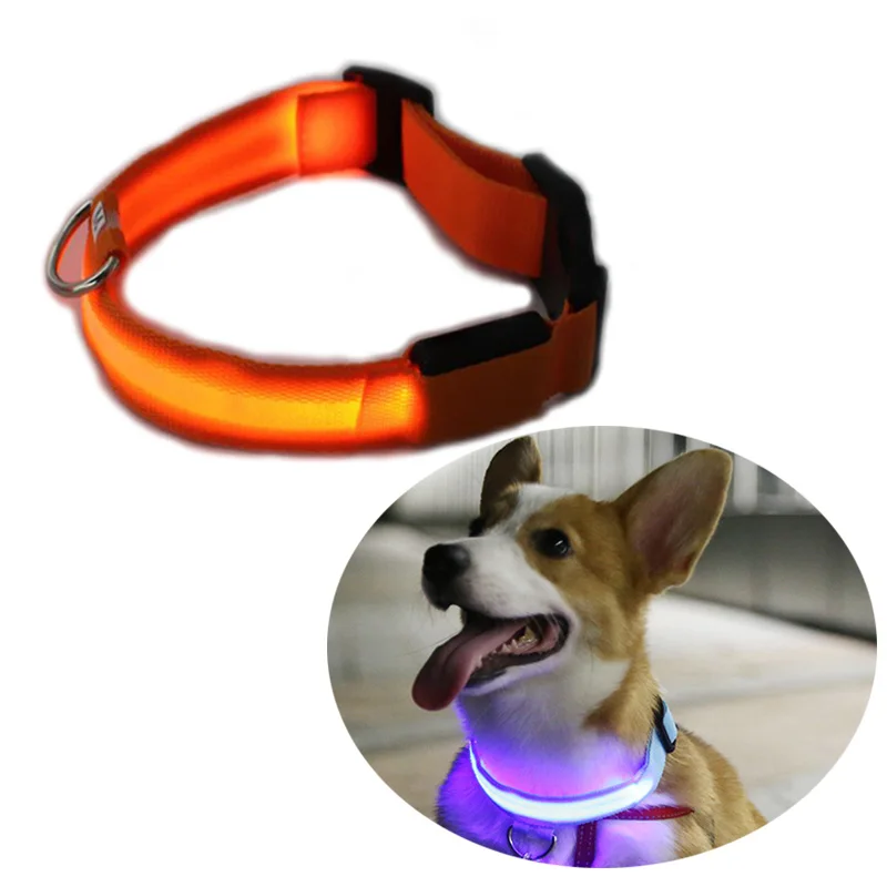 Светодиодный ошейник для собак светится в темноте поводок люминесцентные
