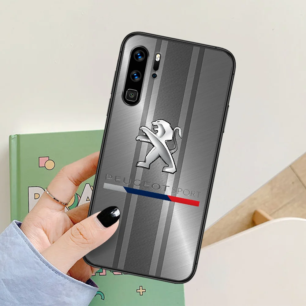 

Car Peugeots Phone Case For Huawei P Mate Smart 10 20 30 40 Lite Z 2019 Pro black Back Luxury Funda Soft Bumper Tpu Cell Fashion