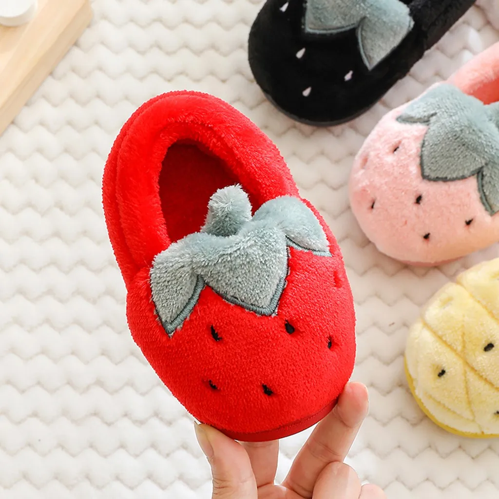 SAGACE/милые теплые зимние тапочки с фруктами для малышей детская обувь мехом