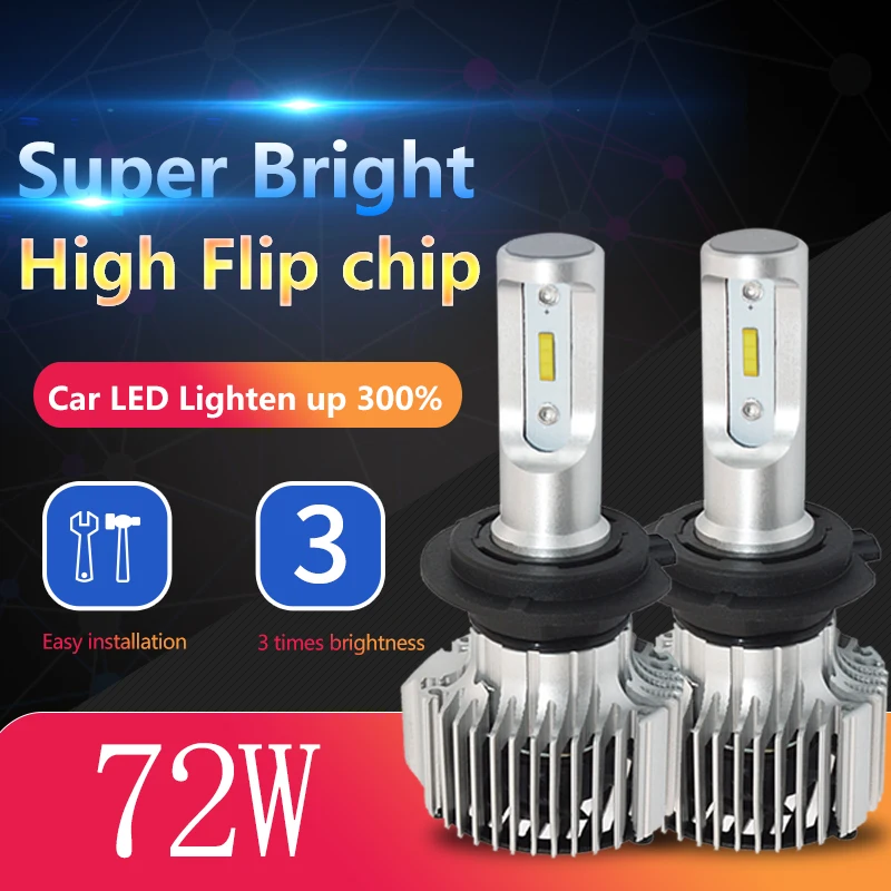 Автомобильный головной светильник H4 H7 Led H1 H3 H8 H9 H11 D1S D2S D2R D3S D4S 9006 HB4 9005 HB3 880 881 72w фары для 6000 К Авто противотуманных фар с возможностью креативного Светильник лампы