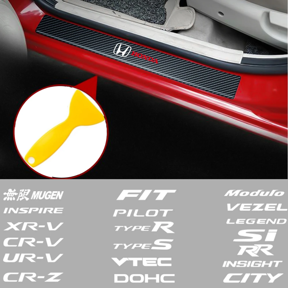

Carbon Fiber Car Door Sill Protector Flim Sticker Decor For Honda Pilot Odyssey Insight Jazz Accord City Civci CRV FIT HRV Si RR