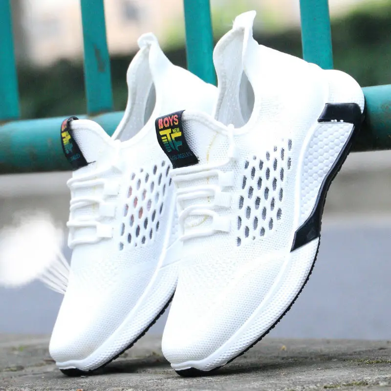 

New Sports And Leisure Mesh Shoes Summer Flying Woven Men's Breathable Work Shoes Comfortable Non-slip Student Running Shoes