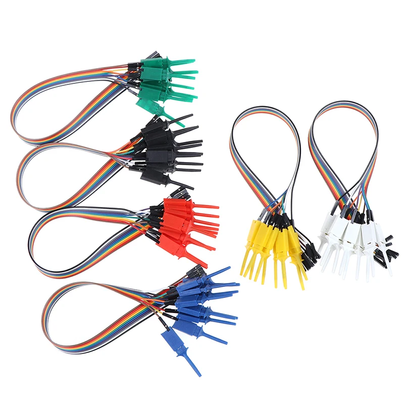10pcs 300mm High Efficiency Test Hook Clip Logic Analyzer Cable Gripper Probe Test Clamp Kit