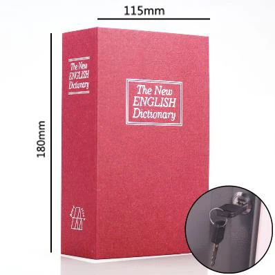 Red with Key English Dictionary Safe Book Bank Shaped Piggy Bank Metal Coin Bank Money Box Figurines Saving Money Home Decor Gift For Kids - Цвет: Red with Key