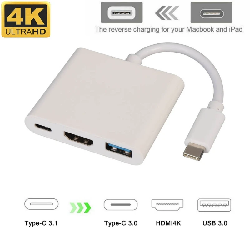Адаптер для видеопроектора с разъемом Type-C на 4K HDMI USB 3 0 Macbook Samsung S8 | Электроника