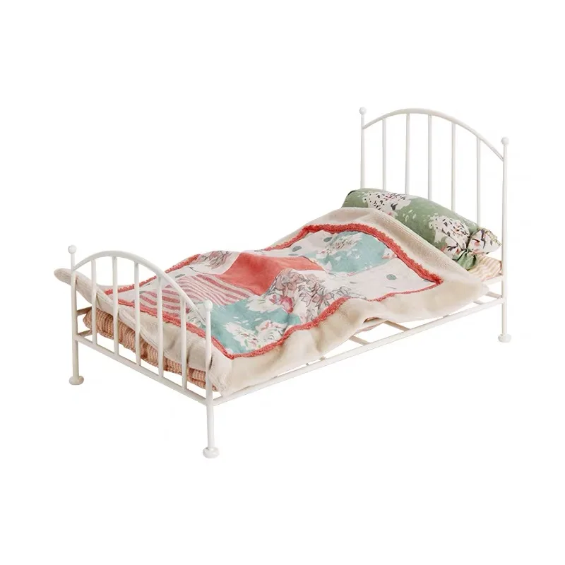 28cm metal small bed suit children's house furniture toy Mini simulation doll | Игрушки и хобби